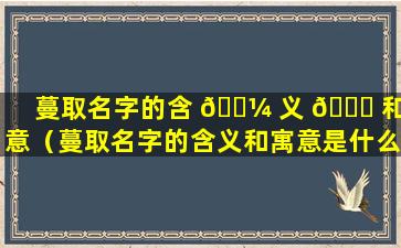 蔓取名字的含 🐼 义 🐒 和寓意（蔓取名字的含义和寓意是什么）